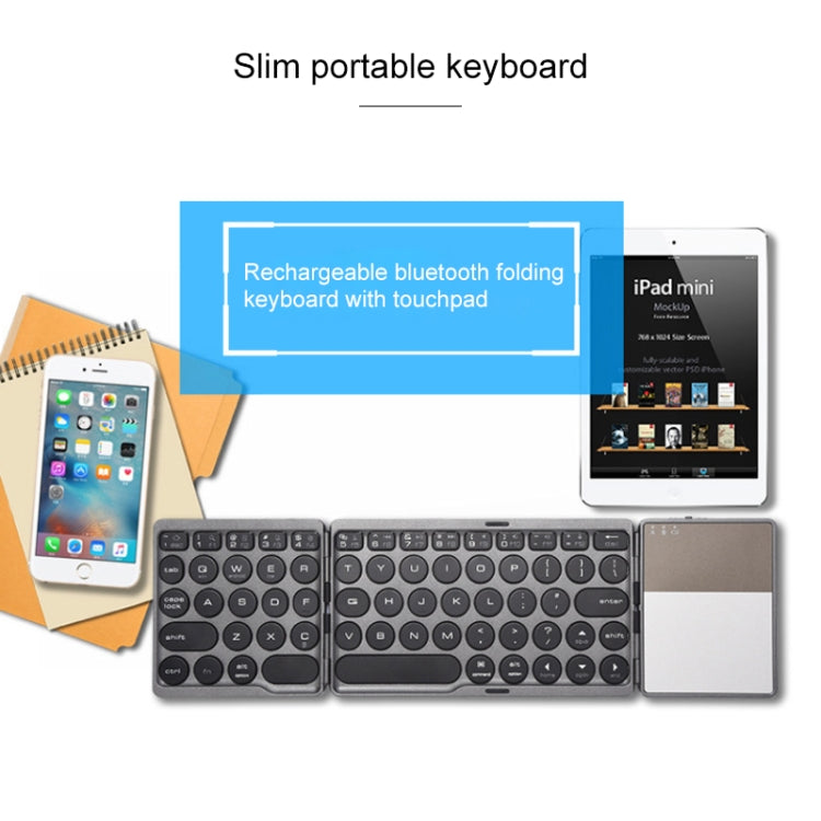Frendorf | GK408 Dreifach wiederaufladbare kabellose Bluetooth-Tastatur mit Touchpad, unterstützt Android / IOS / Windows (Schwarz Grau)