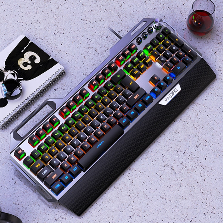 Frendorf | YINDIAO K100 USB Metal Mechanische Gaming Kabel-Tastatur, Mischlicht Blau Schaft( Schwarz)
