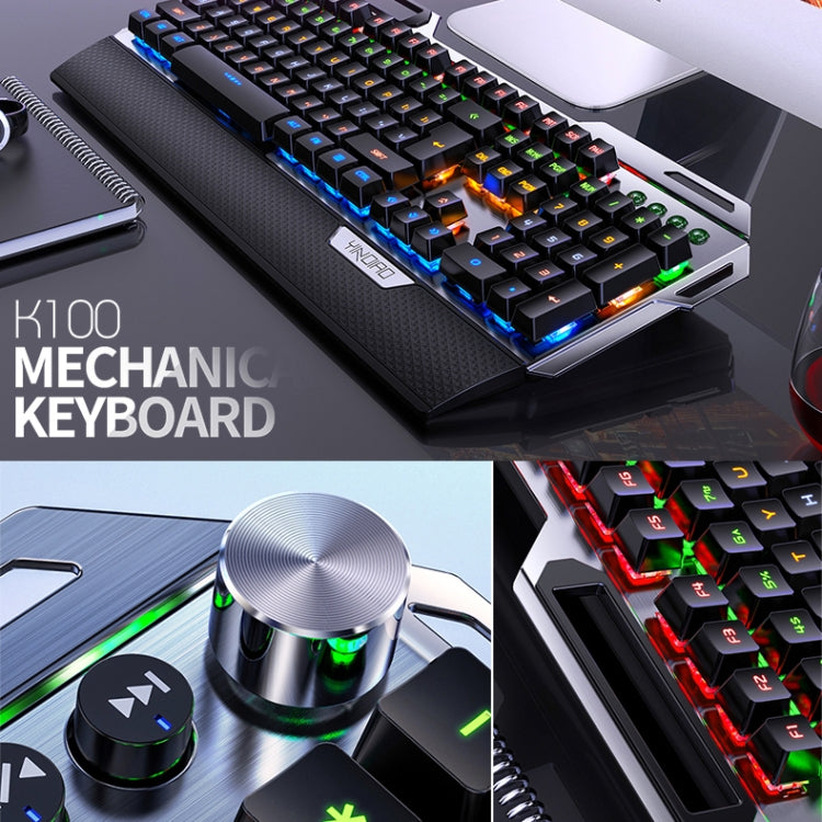 Frendorf | YINDIAO K100 USB Metal Mechanische Gaming Kabel-Tastatur, Mischlicht Blau Schaft( Schwarz)