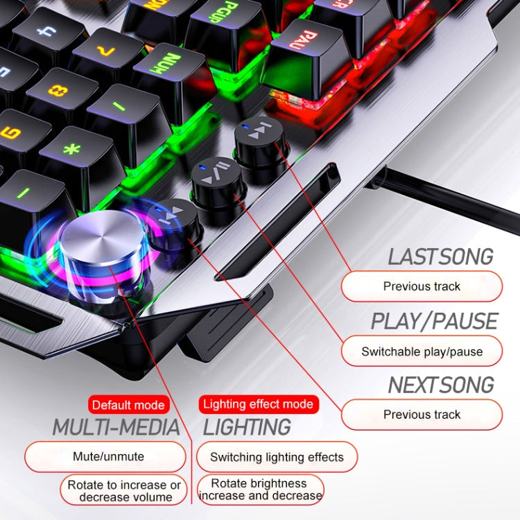 Frendorf | YINDIAO K100 USB Metal Mechanische Gaming Kabel-Tastatur, Mischlicht Blau Schaft( Schwarz)