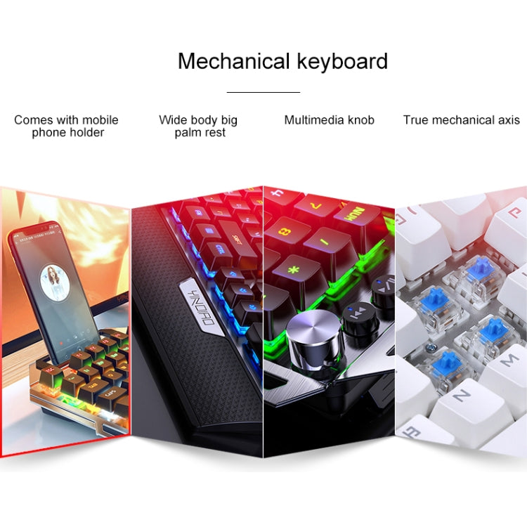 Frendorf | YINDIAO K100 USB Metal Mechanische Gaming Kabel-Tastatur, Mischlicht Blau Schaft( Schwarz)