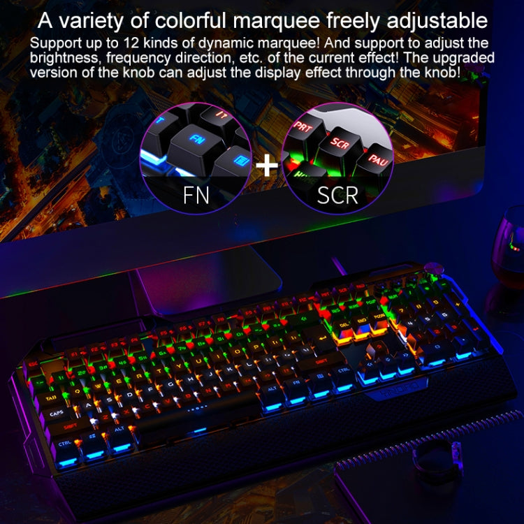 Frendorf | YINDIAO K100 USB Metal Mechanische Gaming Kabel-Tastatur, Mischlicht Blau Schaft( Schwarz)