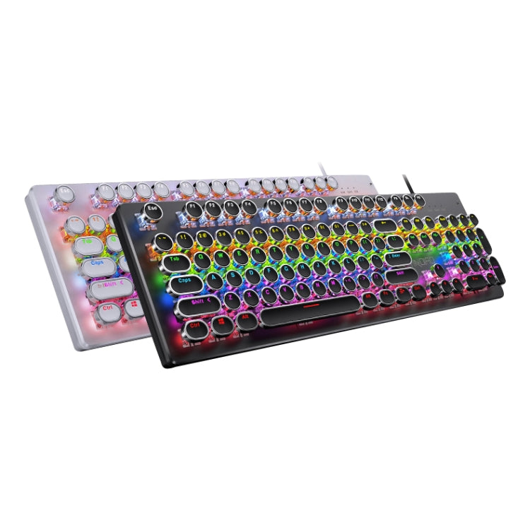 Frendorf | YINDIAO Elektroplattierung Punk Mischlicht USB Mechanische Gaming Kabelgebunden Tastatur, Blauer Schaft (Weiß)