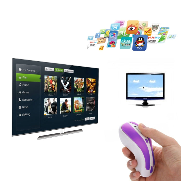 Frendorf | PR-01 6D Gyroskop Fly Air Maus 2.4G USB Empfänger 1600 DPI Wireless Optical Maus für Computer PC Android Smart TV Box (Lila + Weiß)
