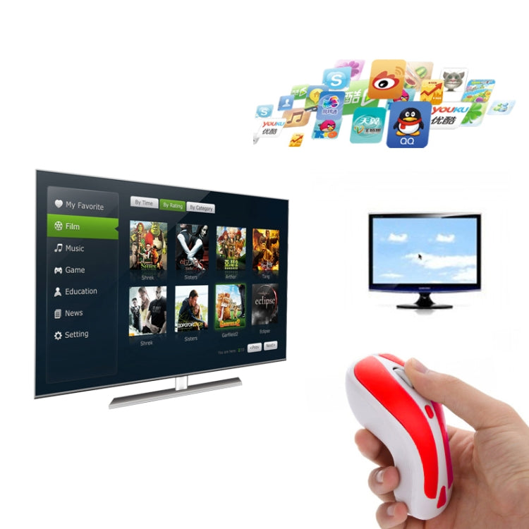 Frendorf | PR-01 6D Gyroskop Fly Air Maus 2.4G USB Empfänger 1600 DPI Wireless Optical Maus für Computer PC Android Smart TV Box (Rot + Weiß)