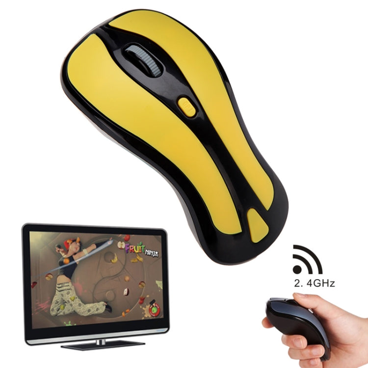 Frendorf | PR-01 6D Gyroskop Fly Air Maus 2.4G USB Empfänger 1600 DPI Wireless Optical Maus für Computer PC Android Smart TV Box (Gelb + Schwarz)