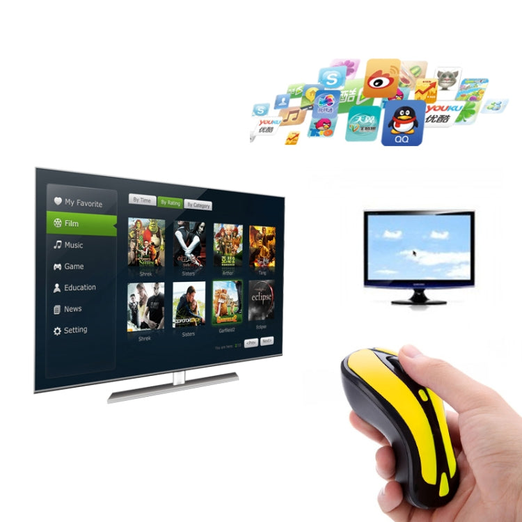 Frendorf | PR-01 6D Gyroskop Fly Air Maus 2.4G USB Empfänger 1600 DPI Wireless Optical Maus für Computer PC Android Smart TV Box (Gelb + Schwarz)