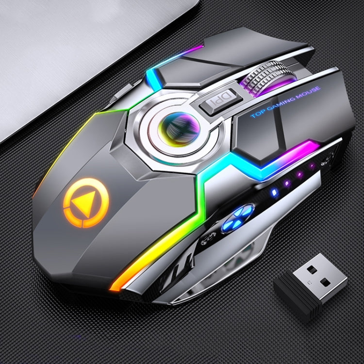 Frendorf | YINDIAO A5 2.4GHz 1600DPI 3-Modi Einstellbare Wiederaufladbare RGB Licht Drahtlose Stille Gaming Maus (Grau)