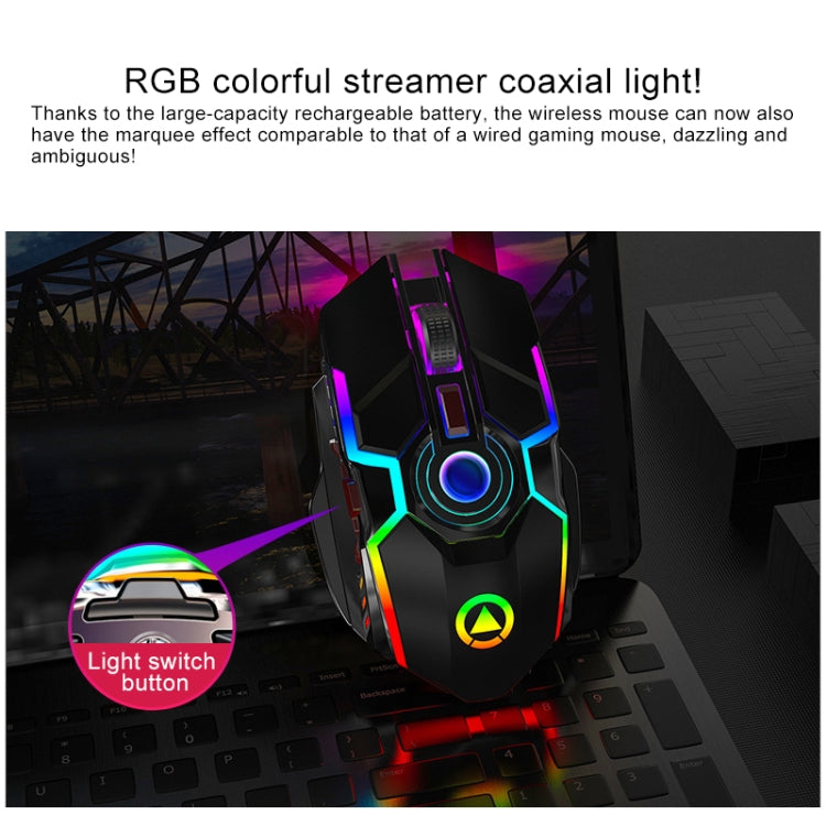 Frendorf | YINDIAO A5 2.4GHz 1600DPI 3-Modi Einstellbare Wiederaufladbare RGB Licht Drahtlose Stille Gaming Maus (Grau)