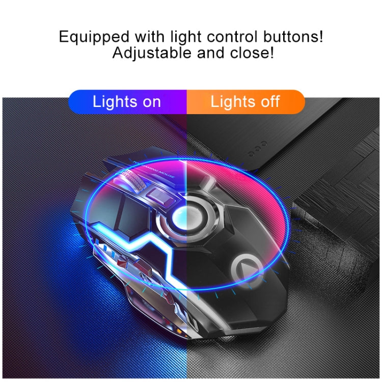 Frendorf | YINDIAO A5 2.4GHz 1600DPI 3-Modi Einstellbare Wiederaufladbare RGB Licht Drahtlose Stille Gaming Maus (Grau)