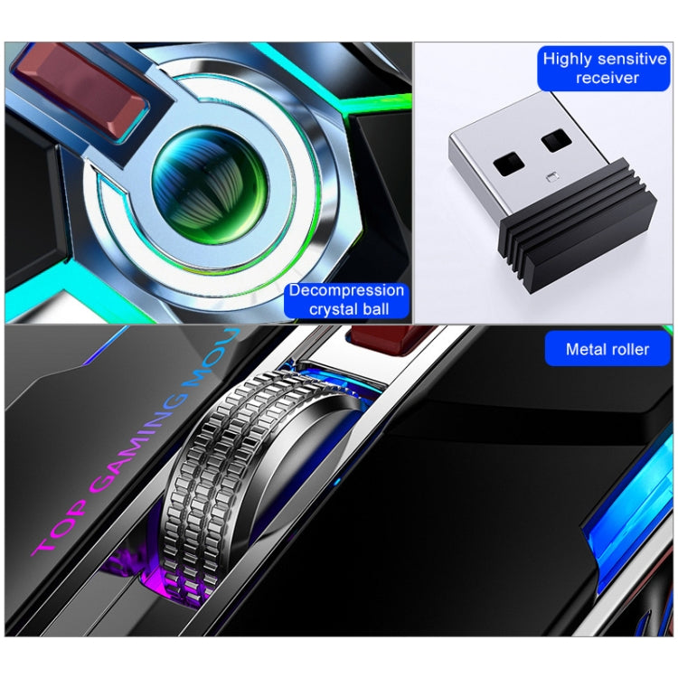 Frendorf | YINDIAO A5 2.4GHz 1600DPI 3-Modi Einstellbare Wiederaufladbare RGB Licht Drahtlose Stille Gaming Maus (Grau)