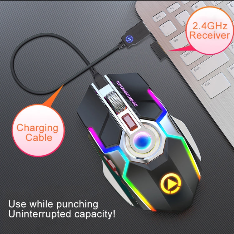 Frendorf | YINDIAO A5 2.4GHz 1600DPI 3-Modi Einstellbare Wiederaufladbare RGB Licht Drahtlose Stille Gaming Maus (Grau)