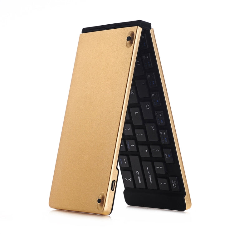 Frendorf | GK228 Ultradünnes Faltbares Bluetooth V3.0 Keyboard, Eingebauter Halter, Unterstützt Android / iOS / Windows System (Gold)