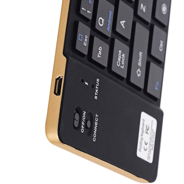 Frendorf | GK228 Ultradünnes Faltbares Bluetooth V3.0 Keyboard, Eingebauter Halter, Unterstützt Android / iOS / Windows System (Gold)