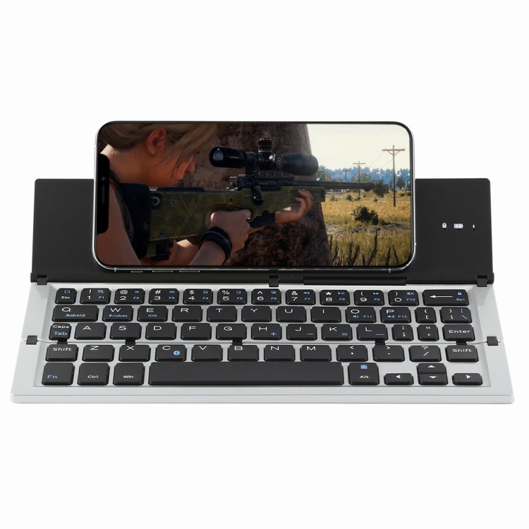 Frendorf | GK608 Ultradünnes Faltbares Bluetooth V3.0 Keyboard, Eingebauter Halter, Unterstützt Android / iOS / Windows System (Grau)