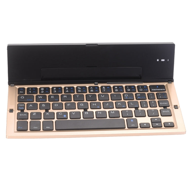 Frendorf | GK608 Ultradünnes Faltbares Bluetooth V3.0 Keyboard, Eingebauter Halter, Unterstützung für Android / iOS / Windows System (Gold)
