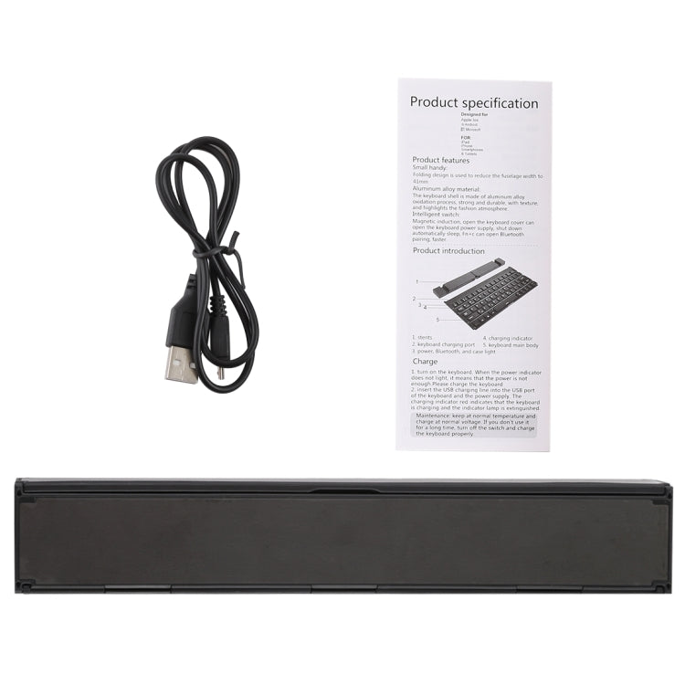 Frendorf | GK808 Ultra-dünnes Faltbares Bluetooth V3.0 Keyboard, Eingebauter Ständer, Unterstützt Android / iOS / Windows System (Schwarz)