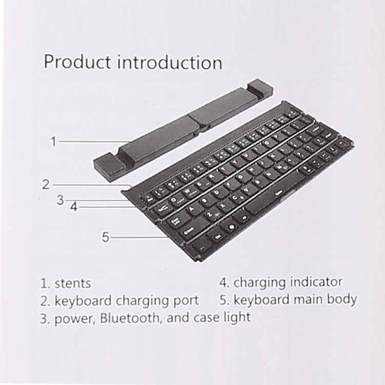 Frendorf | GK808 Ultra-dünnes Faltbares Bluetooth V3.0 Keyboard, Eingebauter Ständer, Unterstützt Android / iOS / Windows System (Schwarz)