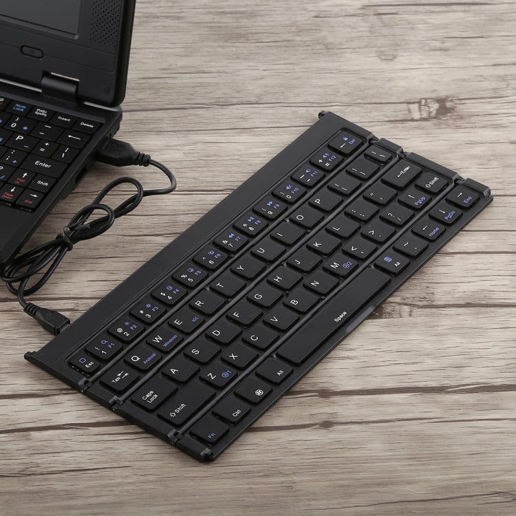 Frendorf | GK808 Ultra-dünnes Faltbares Bluetooth V3.0 Keyboard, Eingebauter Ständer, Unterstützt Android / iOS / Windows System (Schwarz)