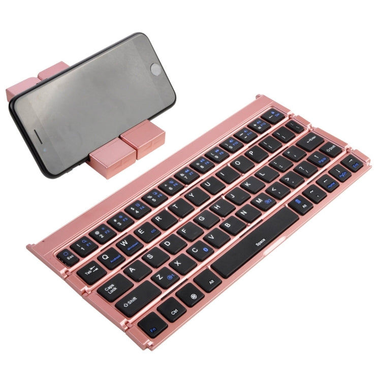 Frendorf | GK808 Ultra-dünnes faltbares Bluetooth V3.0 Keyboard, integrierter Halter, unterstützt Android / iOS / Windows-System (Roségold)