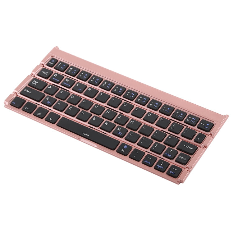 Frendorf | GK808 Ultra-dünnes faltbares Bluetooth V3.0 Keyboard, integrierter Halter, unterstützt Android / iOS / Windows-System (Roségold)