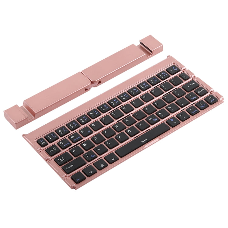 Frendorf | GK808 Ultra-dünnes faltbares Bluetooth V3.0 Keyboard, integrierter Halter, unterstützt Android / iOS / Windows-System (Roségold)
