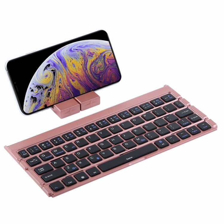 Frendorf | GK808 Ultra-dünnes faltbares Bluetooth V3.0 Keyboard, integrierter Halter, unterstützt Android / iOS / Windows-System (Roségold)