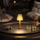 Kabellose Led-Tischlampe Aus Metall Mit Seide
