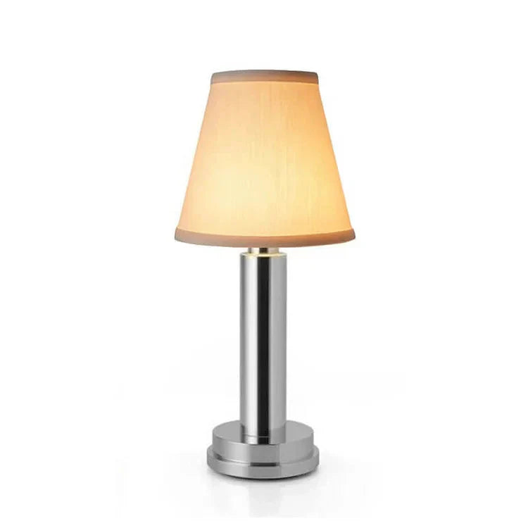 Kabellose Led-Tischlampe Aus Metall Mit Seide