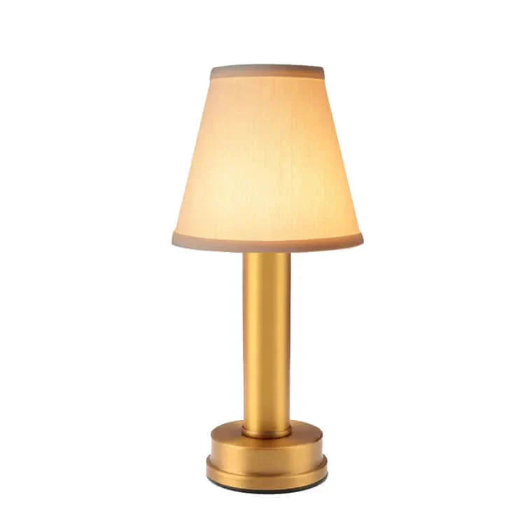 Kabellose Led-Tischlampe Aus Metall Mit Seide