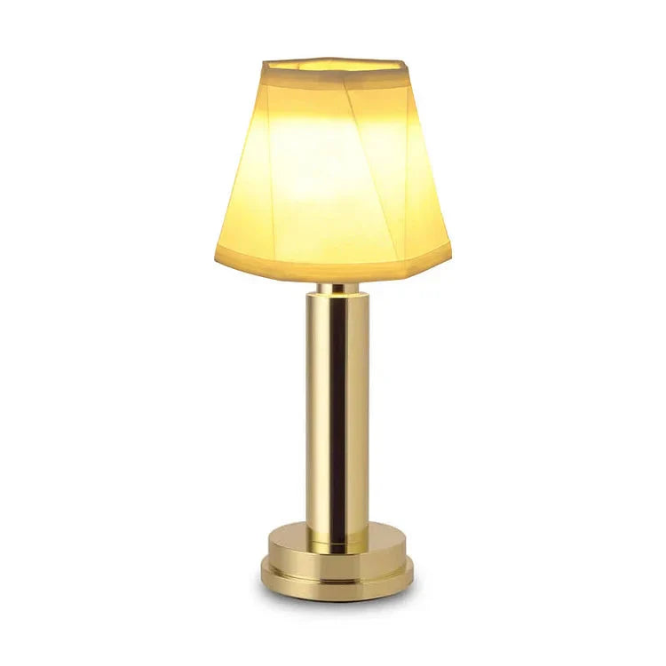 Kabellose Led-Tischlampe Aus Metall Mit Seide