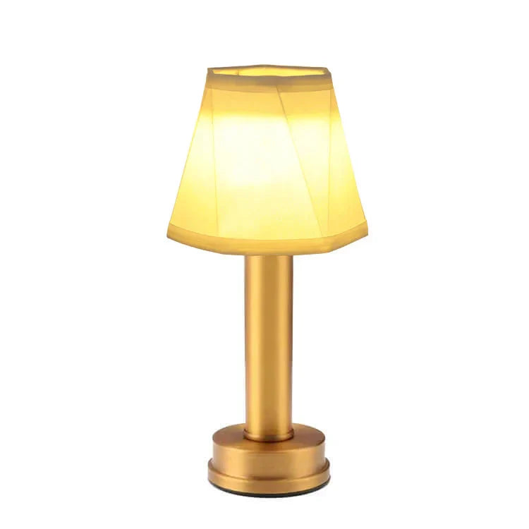 Kabellose Led-Tischlampe Aus Metall Mit Seide