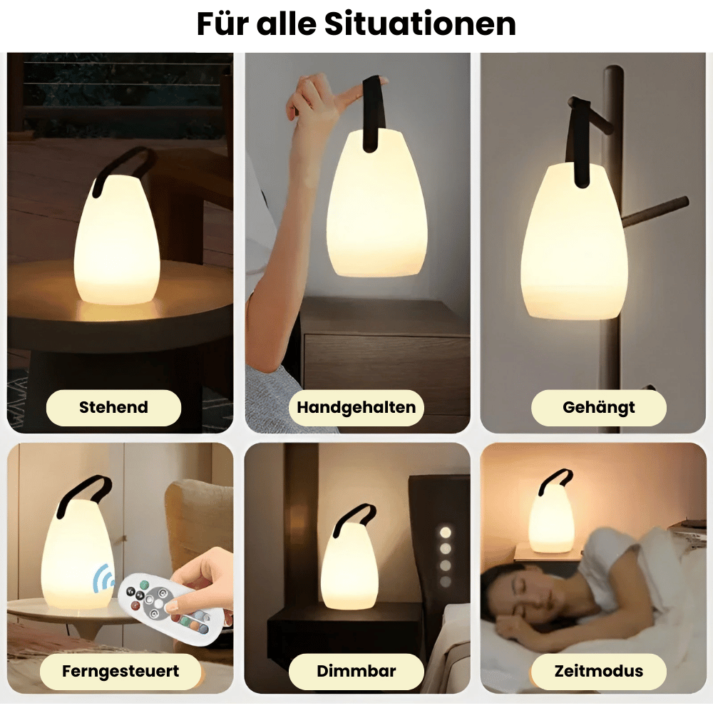 Frendorf | Kabellose LED Tischlampe | Tragbare Wasserdichte Leuchte