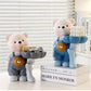Kawaii Bär Blumenblatt Tablett Statue Tieraufbewahrungstablett Skulptur Ornamente Veranda Schlüssel Aufbewahrung Regal Schreibtisch Büro Wohnkultur