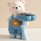 Kawaii Bär Blumenblatt Tablett Statue Tieraufbewahrungstablett Skulptur Ornamente Veranda Schlüssel Aufbewahrung Regal Schreibtisch Büro Wohnkultur