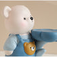 Kawaii Bär Blumenblatt Tablett Statue Tieraufbewahrungstablett Skulptur Ornamente Veranda Schlüssel Aufbewahrung Regal Schreibtisch Büro Wohnkultur