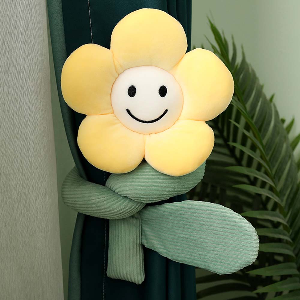 Frendorf | BlossomSmiles - Plüsch-blütenförmiger Smiley-Vorhangbinder