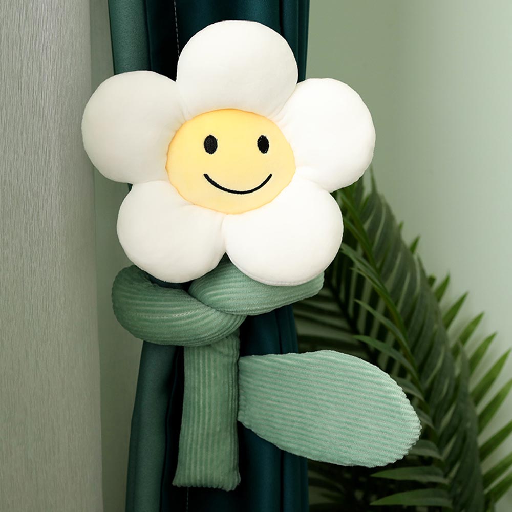 Frendorf | BlossomSmiles - Plüsch-blütenförmiger Smiley-Vorhangbinder