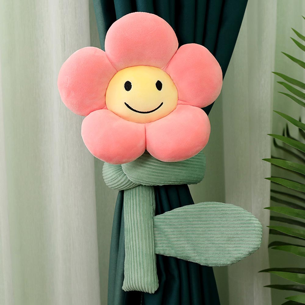 Frendorf | BlossomSmiles - Plüsch-blütenförmiger Smiley-Vorhangbinder