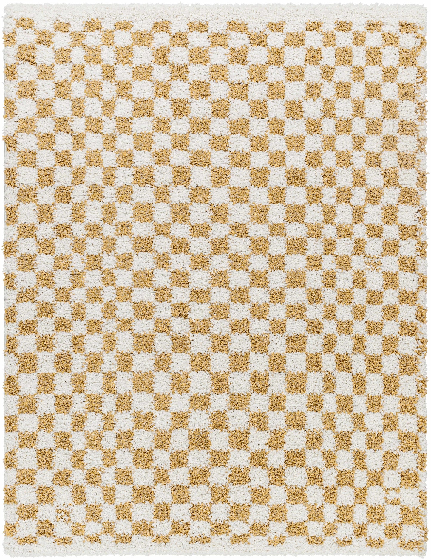 Kieu Senf & Elfenbein Karo Teppich