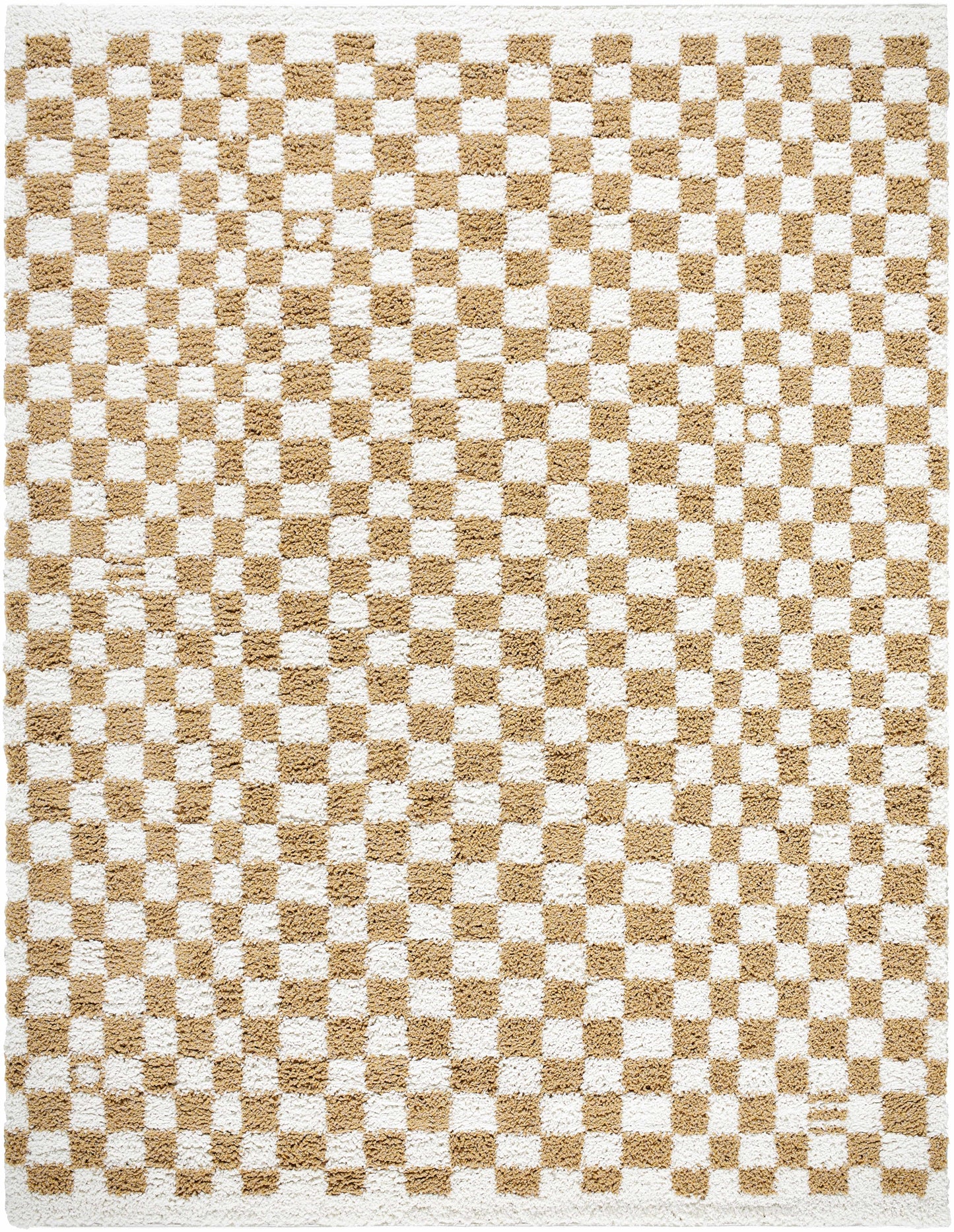 Kieu Senf & Elfenbein Karo Teppich
