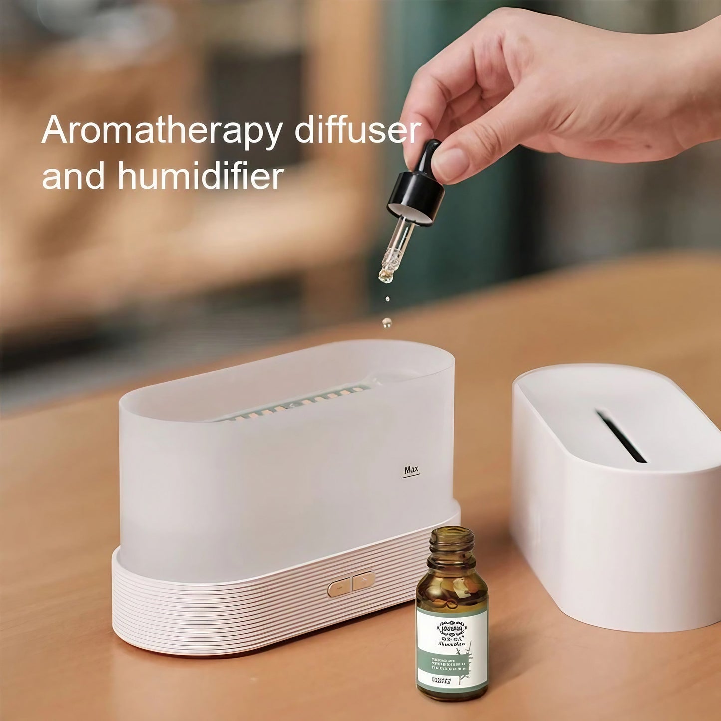 Frendorf | FlameAroma Diffusor & Luftbefeuchter | Flammenlampe | Aromatherapie | Beruhigende Beleuchtung | Raumduftspender