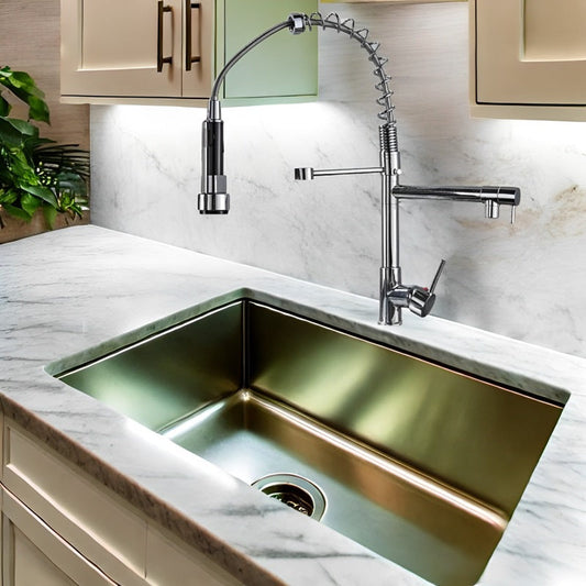 Frendorf | Ausziehbare Küchenarmatur mit 360° drehbarem Auslauf und Dual-Modus-Sprühkopf