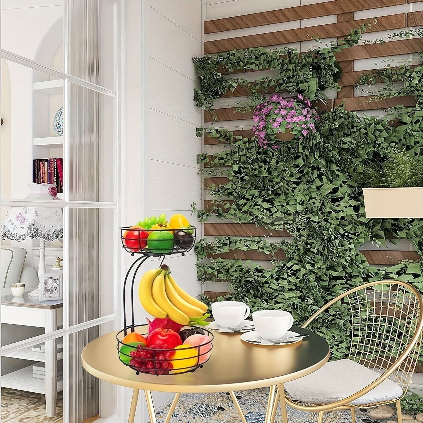 Frendorf | 2-Etagen Obstständer mit Bananenhalter im Skandinavischen Design