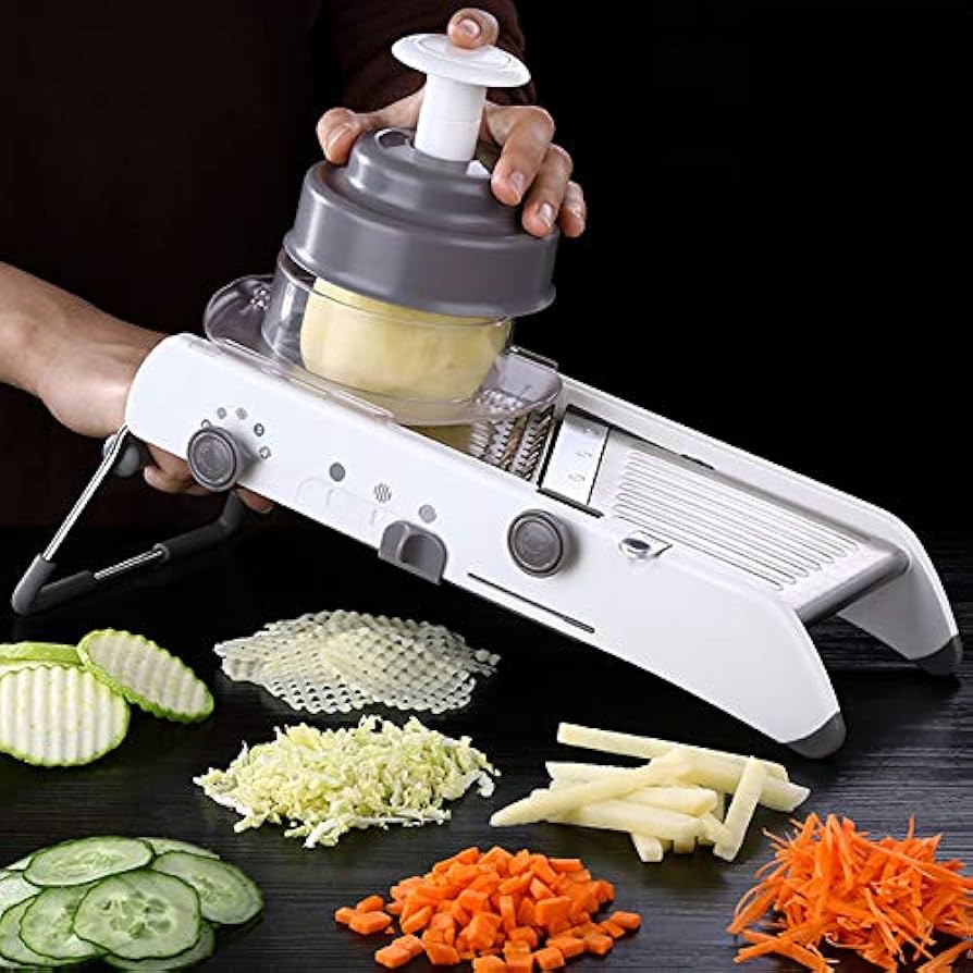 Frendorf | Mandoline Gemüseschneider – Professionelle Reibe mit Einstellbare 304 Edelstahl Klingen