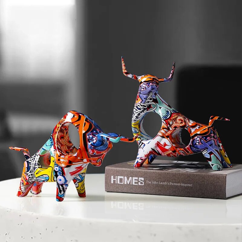 Kunst Bunte Stier-Skulptur