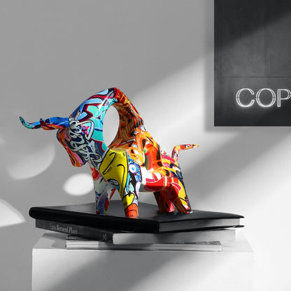 Kunst Bunte Stier-Skulptur