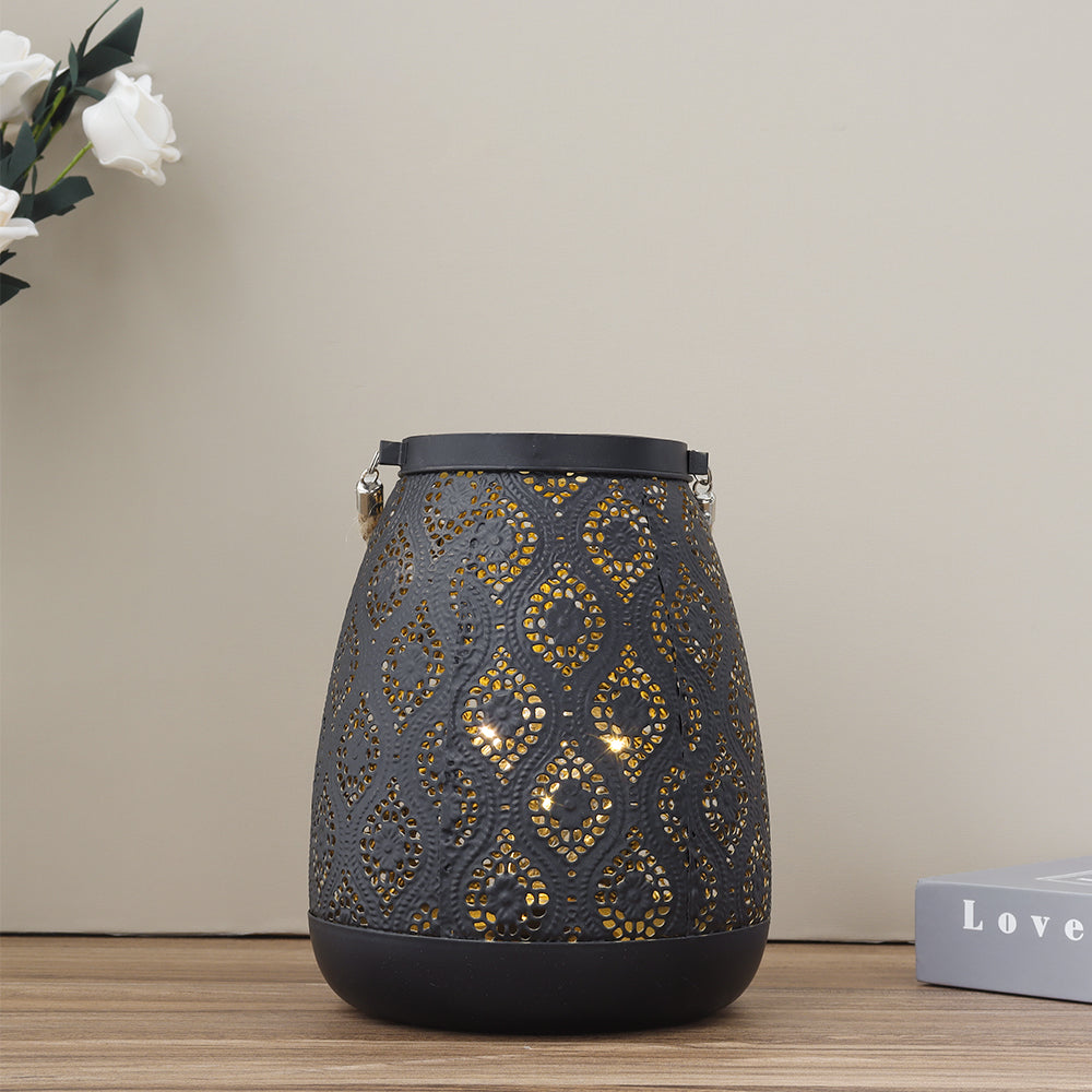 Marokkanischer Stil Black Metal Batterie Betriebene Tischlampe - Schnurlose Lampe