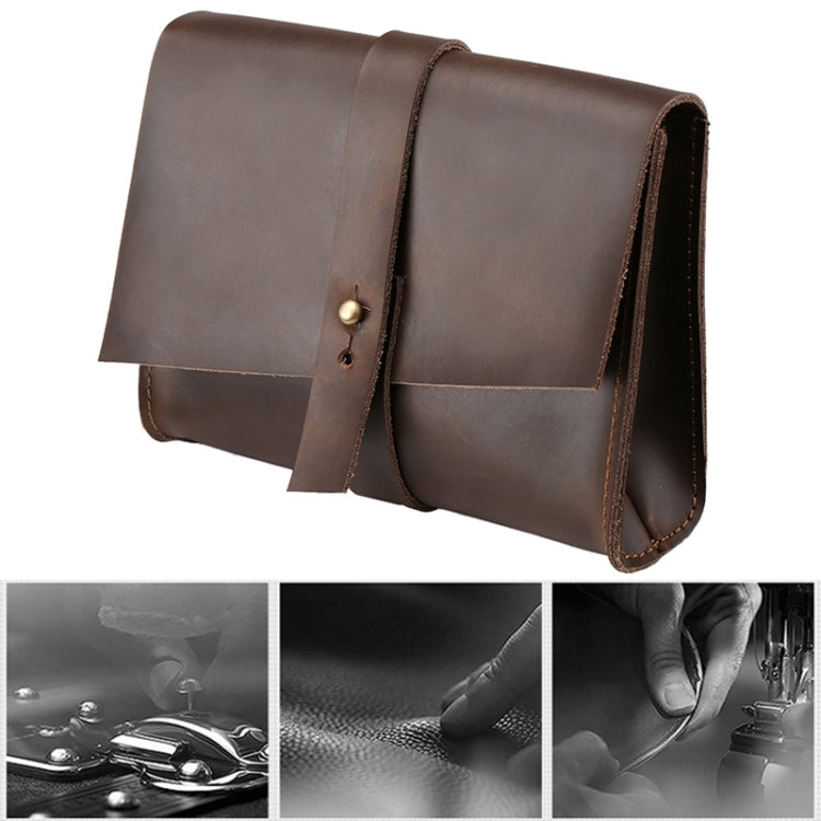Frendorf | Universelle Genuine Leather Business Power Adapter Laptop Tablet Tasche mit Kabelaufroller, Für 12 Zoll und darunter Macbook, Samsung, Lenovo, Sony, DELL Alienware, CHUWI, ASUS, HP (Coffee)
