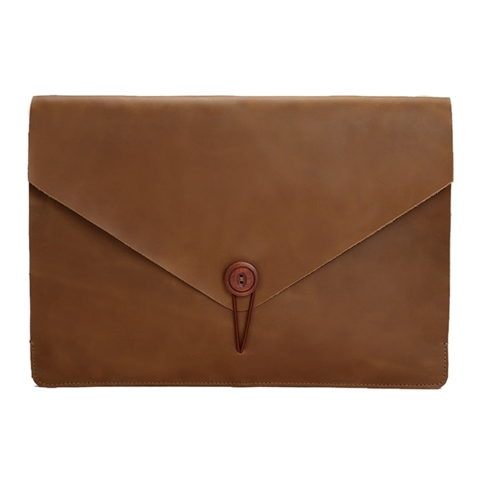Frendorf | Universelle Genuine Leder Business Laptop Tablet Tasche, Für 13,3 Zoll und kleiner Macbook, Samsung, Lenovo, Sony, DELL Alienware, CHUWI, ASUS, HP (Gelb)